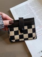Women's Colorblock Plaid Pattern Short Durable Wallet, Casual Pu Leather Zipper Card Holder, Trendy All-match Wallet for Dail...