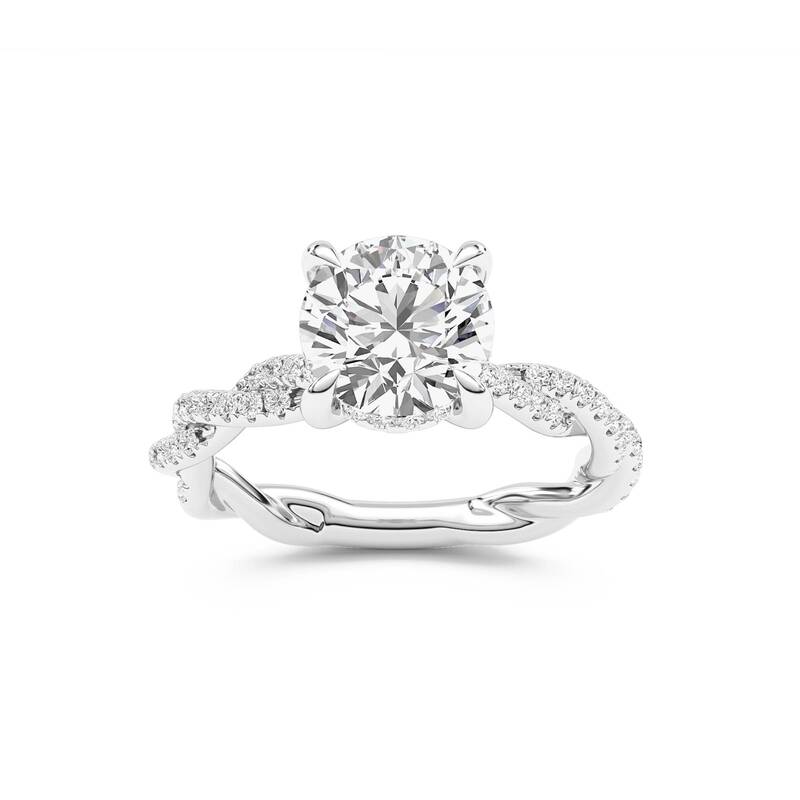 ChiraTan Round Lab Grown Diamond Engagement Ring | 14K White Gold 3 7/8 CT. TW.