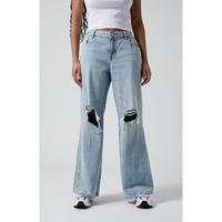 PacSun Women's Casey Ripped Knee Low Rise Baggy Jeans Light Indigo