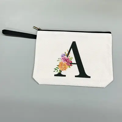Letter Pattern Makeup Bag, Portable Cosmetic Storage Bag, Zipper Makeup Organizer Pouch, Versatile Storage Bag for Travel, Da...