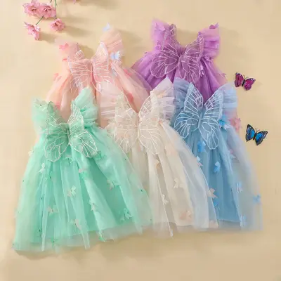Toddler Girls Tulle Princess Dress Casual Summer Cute Bow Dress with Wings for Beach Party Cute Clothes, 4-8 Years #TikTokSho...