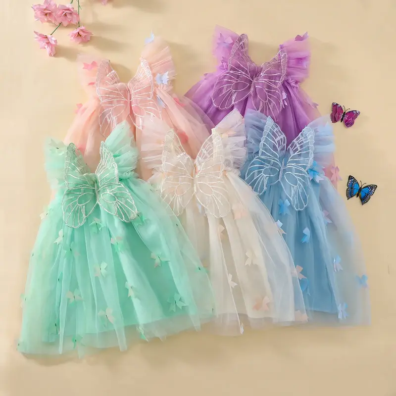 Toddler Girls Tulle Princess Dress Casual Summer Cute Bow Dress with Wings for Beach Party Cute Clothes, 4-8 Years #TikTokSho...