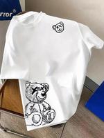 【plus Size】 Cartoon Bear Print Round Neck Tee, Fashion Casual Crew Neck Short Sleeve T-shirt for Daily Holiday Vacation O...