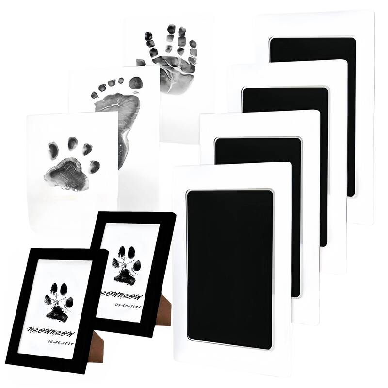 Larleaf Paw Print Kit, 4-Pcs Ink Pads  2 Photo Frame, Mess-Free Paw Print Stamp Pad for Dogs & Cats, Clean Touch Ink Pad