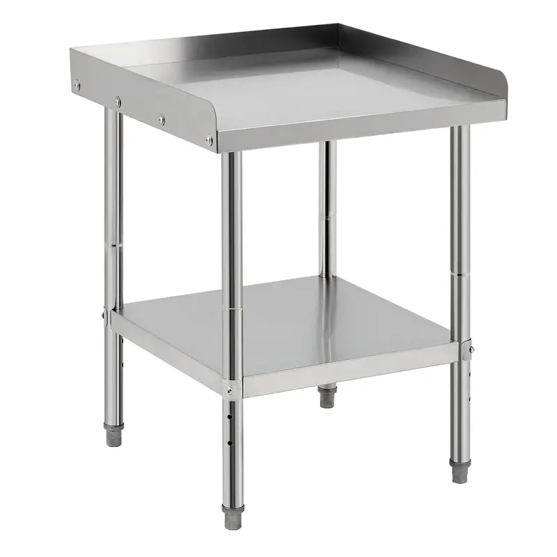 Garvee 24L x 24W x 30H Stainless Steel Grill Stand Table NSF Certified 400 lbs Capacity Adjustable Legs 2 Edge Baffle for...
