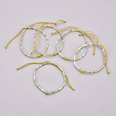 Adjustable Natural Agate Braided Bead Bracelets