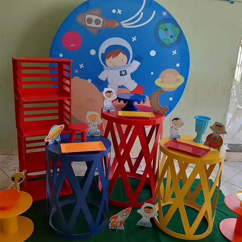 Aperturee Little Astronaut And Universe Round Birthday Backdrop | Round Backdrop Cover | Circle Backdrops For Birthday | Circ...