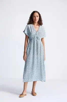 Gathered Maxi Dress in Light Blue Florals | Color: Floral Poetry | Size: L