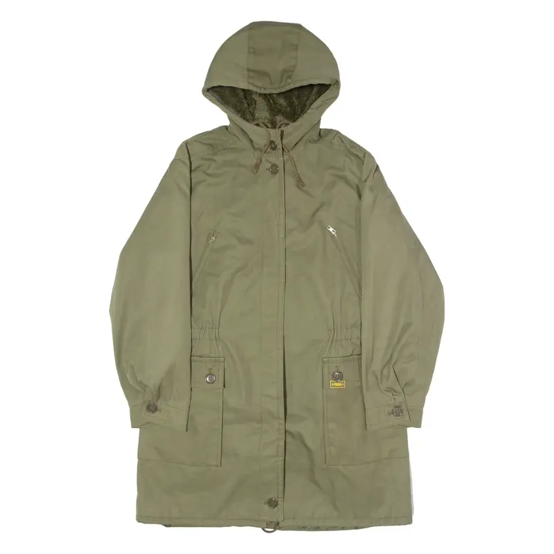 Mens Parka Coat Green Hooded M