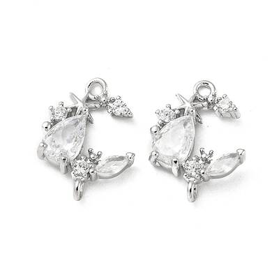 Brass Micro Pave Cubic Zirconia Link Connectors