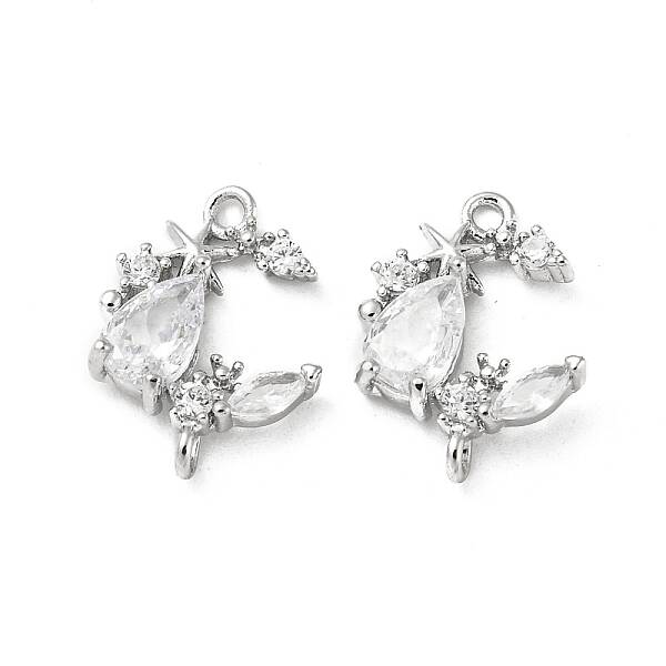 Brass Micro Pave Cubic Zirconia Link Connectors