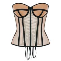 WS Waist Secrets Perfect Corset NYC OVERBUST Mesh Corset Top Lace up with 15 Steel Boned (Color Beige, XS)
