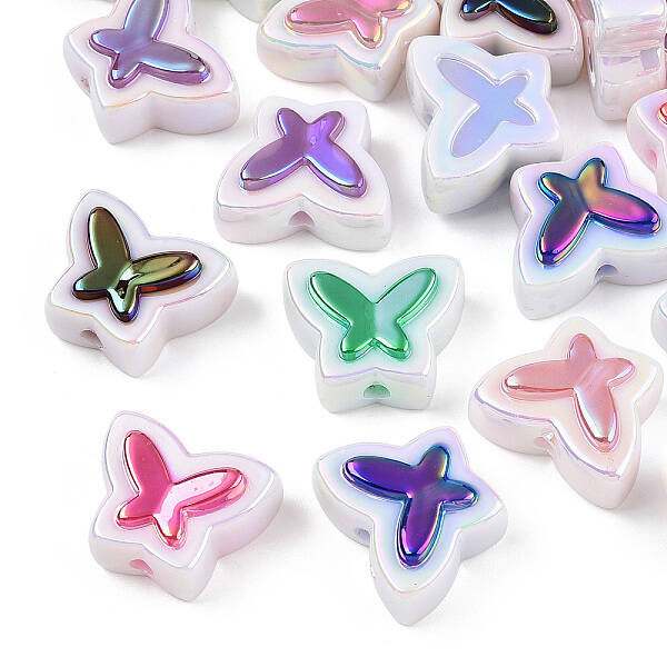 UV Plated Rainbow Acrylic Beads