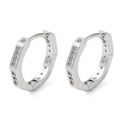 Brass Micro Pave Clear Cubic Zirconia Hoop Earrings