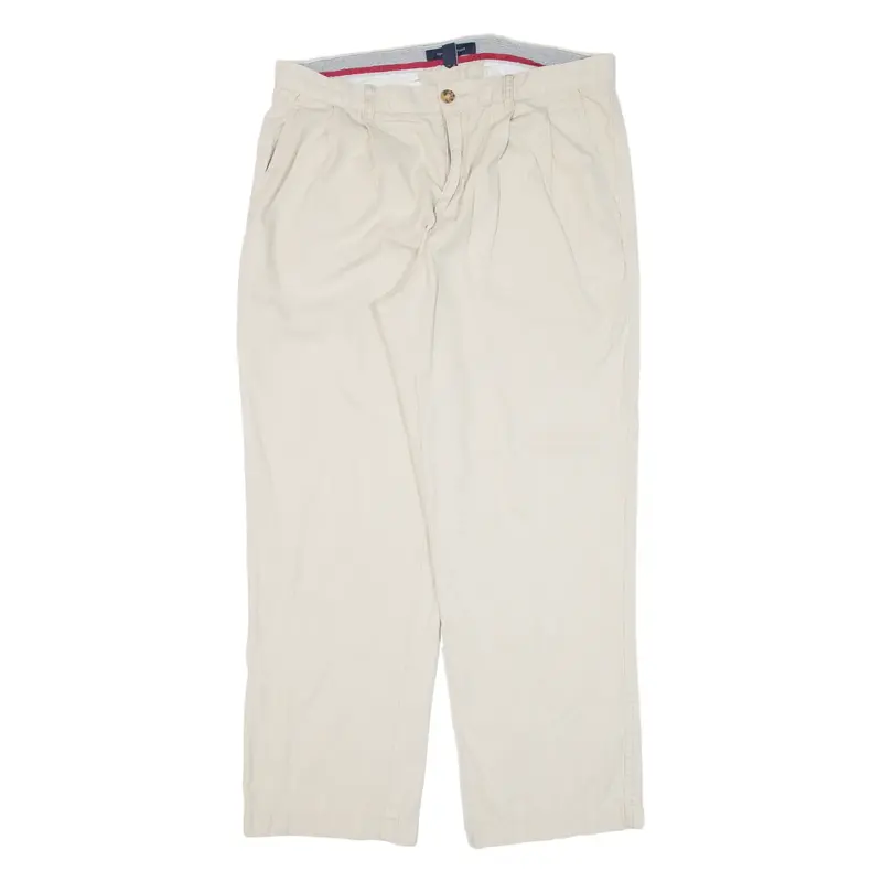 TOMMY HILFIGER Chino Mens Trousers Beige Relaxed Straight W34 L30