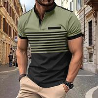 Men's Color-Block Henley Neck Button-Up Tee - Casual Standard Fit Short Sleeve Shirt for Athletic Streetwear & Summer Daily O...