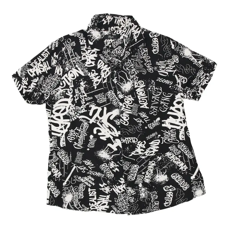Urb N Patterned Shirt - Medium Black Viscose