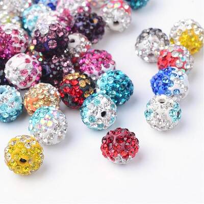 Two-Tone Color Handmade Polymer Clay Disco Ball Beads