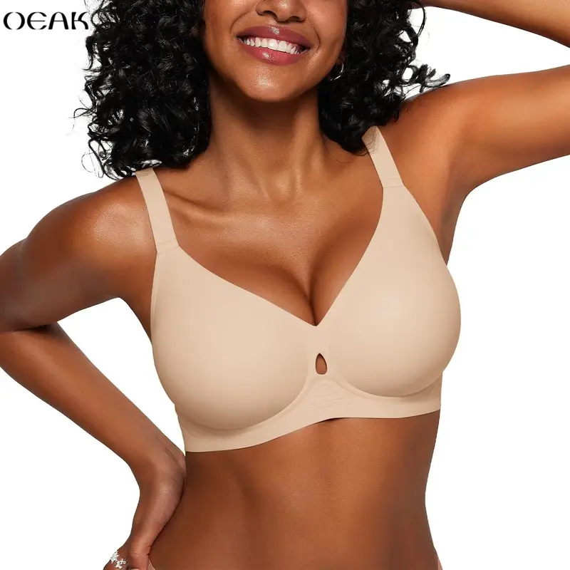OEAK Seamless Jelly Invisible Water-Drop Hollow Comfort Bra No Underwire Seamless Push Up Full Coverage Supportive Bras for W...