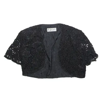 OFFICIAL Womens Blazer Jacket Black Crochet 90s Floral UK 10