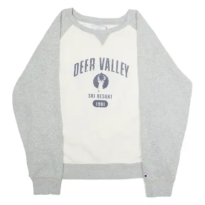 CHAMPION Deer Valley Ski Resort Mens Sweatshirt Grey Crew Neck USA XL