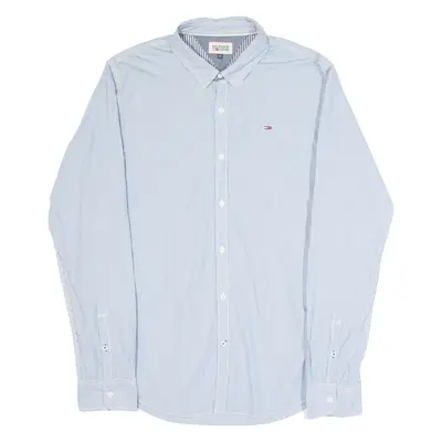 TOMMY HILFIGER Mens Shirt Blue Pinstripe Long Sleeve XL