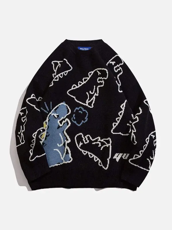Aelfric Eden Dinosaur Cartoon Graphic Knit Sweater