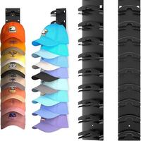 Wall Mounted Baseball Cap Organizer Rack, Durable Adhesive Hat Holder, Hat Storage Rack with Multiple Compartments for Easy O...