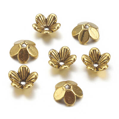 Tibetan Style Flower Alloy Bead Caps