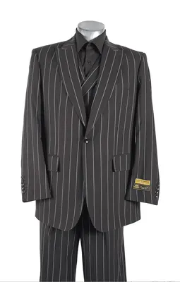 Mens 1930s Suits - Black Pinstripe Suit