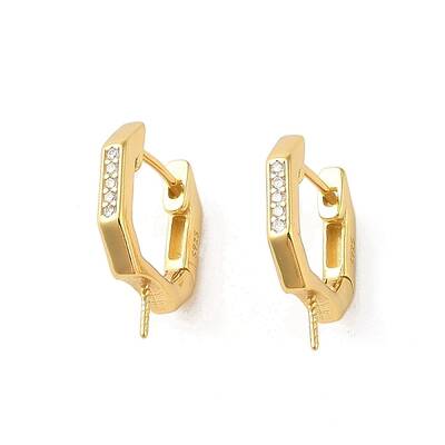 925 Sterling Silver with  Micro Pave Cubic Zirconia Hoop Earrings Findings