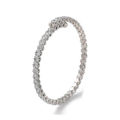 Brass Micro Pave Cubic Zirconia Cuff Bangles