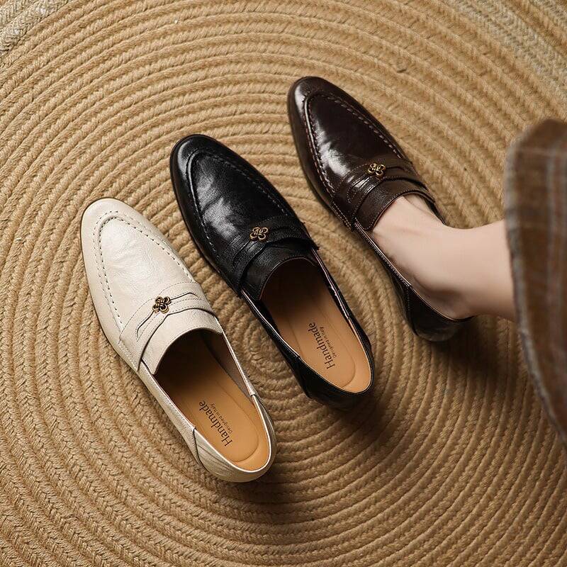 CHIKO Beige Pointy Toe Block Heels Loafers Shoes