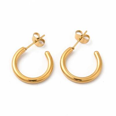 304 Stainless Steel Ring Stud Earrings