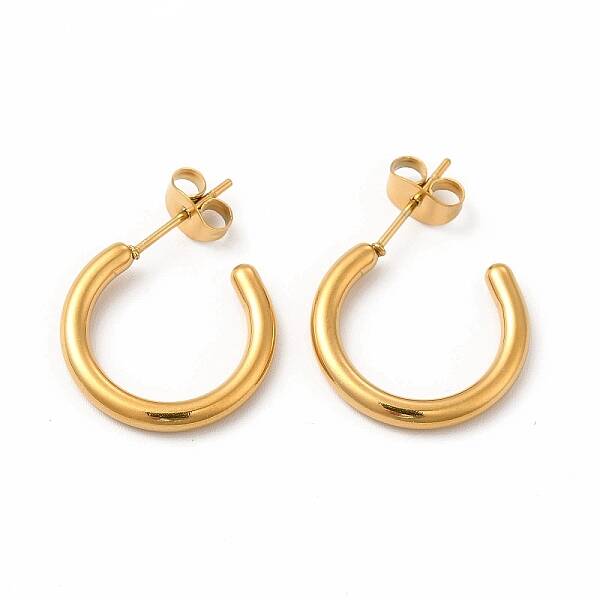 304 Stainless Steel Ring Stud Earrings