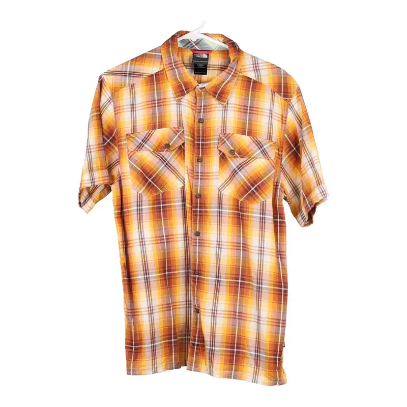 The North Face Checked Short Sleeve Shirt - Medium Orange Cotton