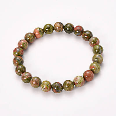 Natural Unakite Beaded Stretch Bracelets