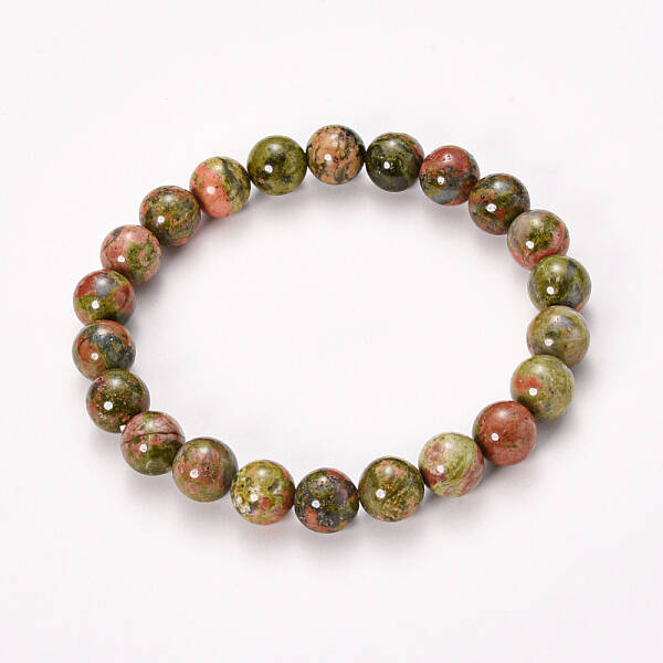 Natural Unakite Beaded Stretch Bracelets