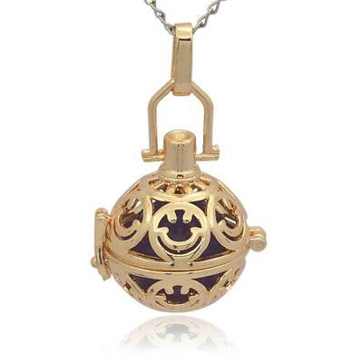 Golden Tone Brass Hollow Round Cage Pendants