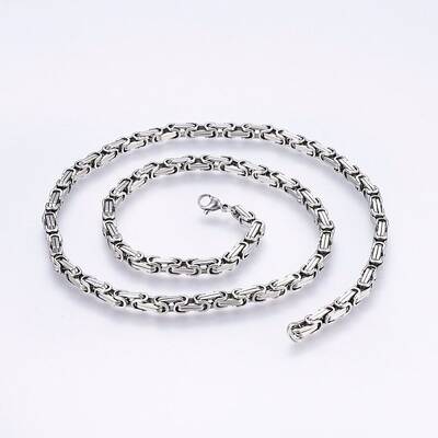 Non-Tarnish 201 Stainless Steel Byzantine Chain Necklaces