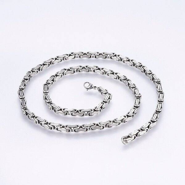 Non-Tarnish 201 Stainless Steel Byzantine Chain Necklaces