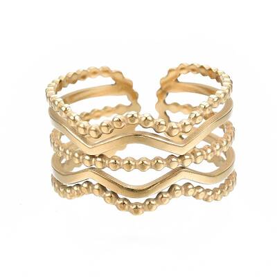 304 Stainless Steel Wave Open Cuff Ring