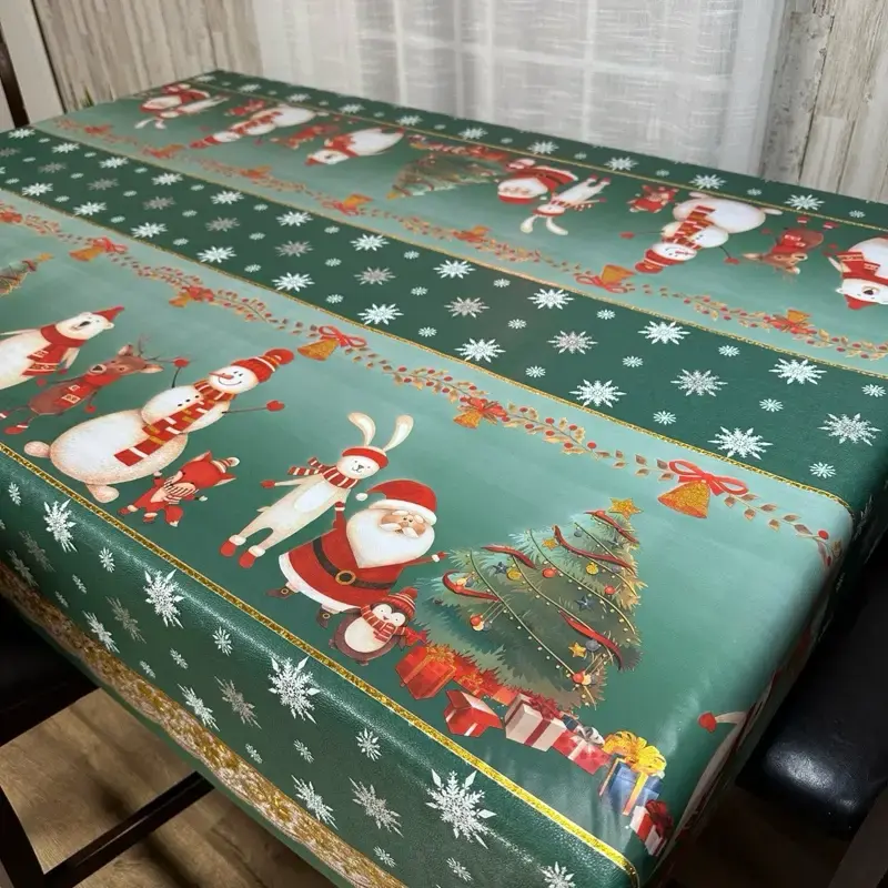 Heavy Duty Vinyl Tablecloth with Polyester Backing Waterproof Oil-Proof Plastic Table Cloth Stain-Resistant Wipeable Rectangl...