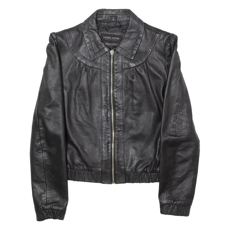 CARRIE HOXTON COLLEZIONI Womens Jacket Black Leather UK 12