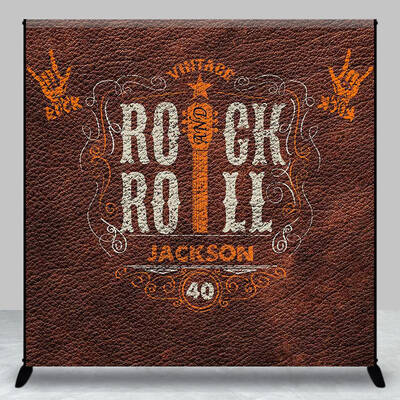 Custom Name Retro Leather Rock Roll Birthday Backdrop