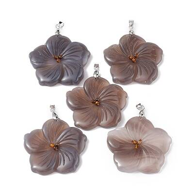 Natural Grey Agate Big Pendants