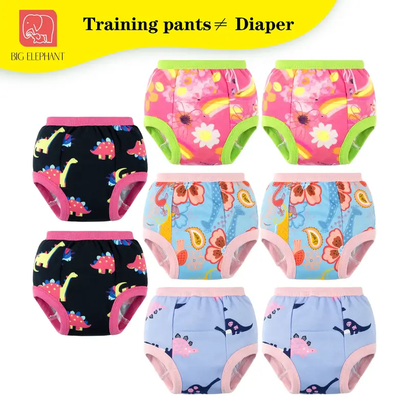 BIG ELEPHANT 8-Pack Cotton Potty Training for Toddlers – Toilet Training Underwear for Boys and Girls 12M-5T