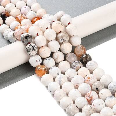 Natural Fire Crackle Agate Beads Strands