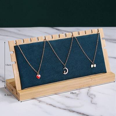 Wood with Velvet Necklace Display Stand Jewelry Pendant Holder Accessory