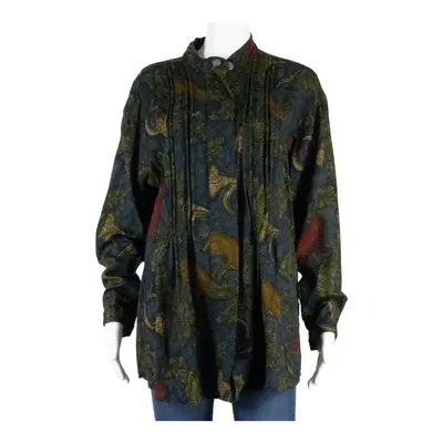 ADMONT Womens Printed Blouse Blue Long Sleeve Crazy Pattern XL